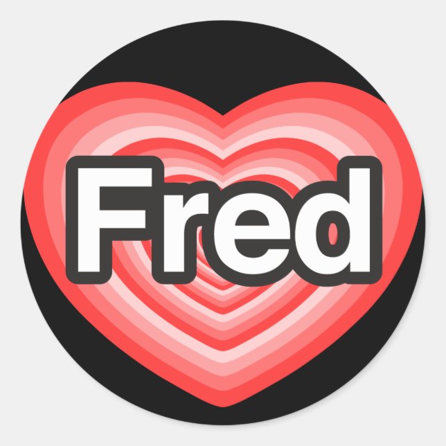 Adesivo Redondo Eu amo Fred. Eu te amo Fred. Coração (Frente)