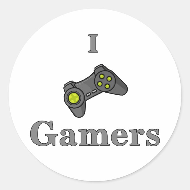 Adesivo Redondo Eu Amo Gamers (Frente)