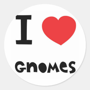 Adesivo Redondo Eu amo gnomos