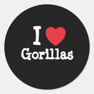 Adesivo Redondo Eu amo Gorillas personalizado personalizado