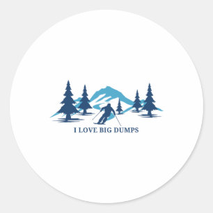 Adesivo Redondo Eu Amo Grandes Dumps Resort de Esqui de Neve Engra