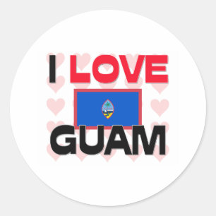 Adesivo Redondo Eu Amo Guam