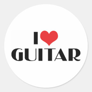 Adesivo Redondo Eu Amo Guitarra