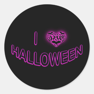 Adesivo Redondo Eu Amo Halloween (Batty Love Heart) Roxo