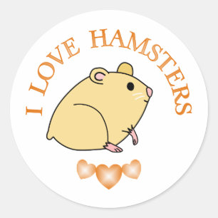 Adesivo Redondo Eu amo hamster