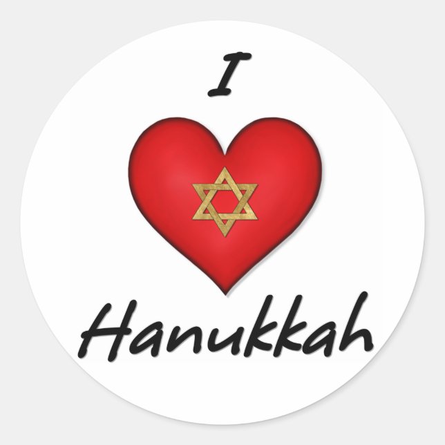Adesivo Redondo Eu Amo Hanukkah (Frente)