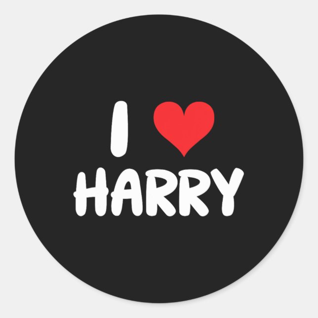 Adesivo Redondo Eu Amo Harry - Coração - Nome  (Frente)