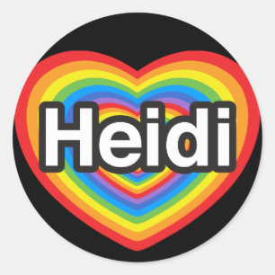 Adesivo Redondo Eu amo Heidi. Eu te amo Heidi. Coração