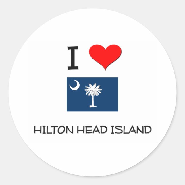 Adesivo Redondo Eu Amo Hilton Head Island South Carolina (Frente)