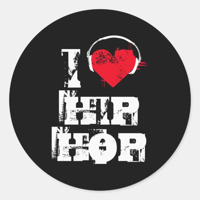 Adesivo Redondo Eu amo hip hop (Frente)