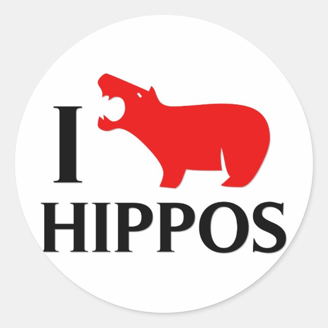 Adesivo Redondo Eu Amo Hippos (Frente)