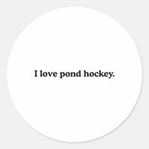 Adesivo Redondo Eu Amo Hockey no Lago - Amante do Esporte Divertid