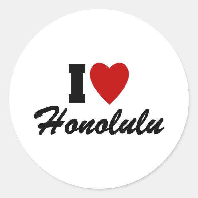Adesivo Redondo Eu amo Honolulu (Frente)