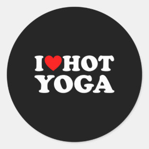 Adesivo Redondo Eu Amo Hot Yoga Piada Amante de Hot Yoga Coração V