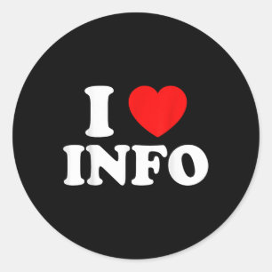 Adesivo Redondo Eu Amo Informação I Heart Info Ficheiro Fofo Mens 