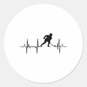Adesivo Redondo Eu Amo Inline Hockey Cardiograma 