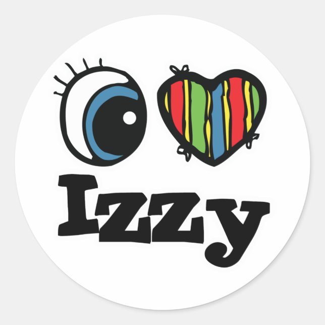 Adesivo Redondo Eu Amo Izzy (Frente)