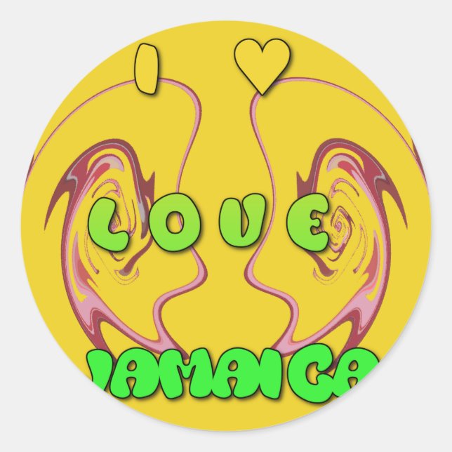 Adesivo Redondo Eu amo Jamaica.png (Frente)