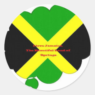 Adesivo Redondo Eu Amo Jamaica Texto na Impressão de Arte da Bande