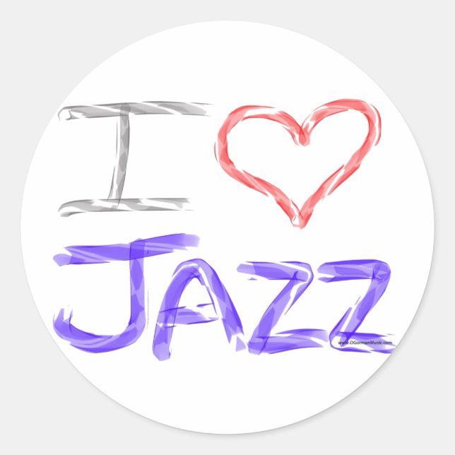 Adesivo Redondo Eu Amo Jazz (Frente)