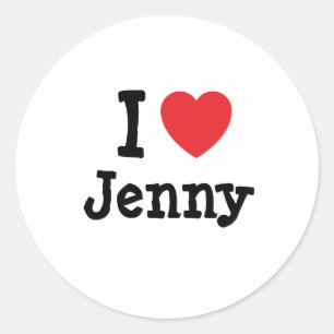 Adesivo Redondo Eu amo Jenny Heart T-Shirt