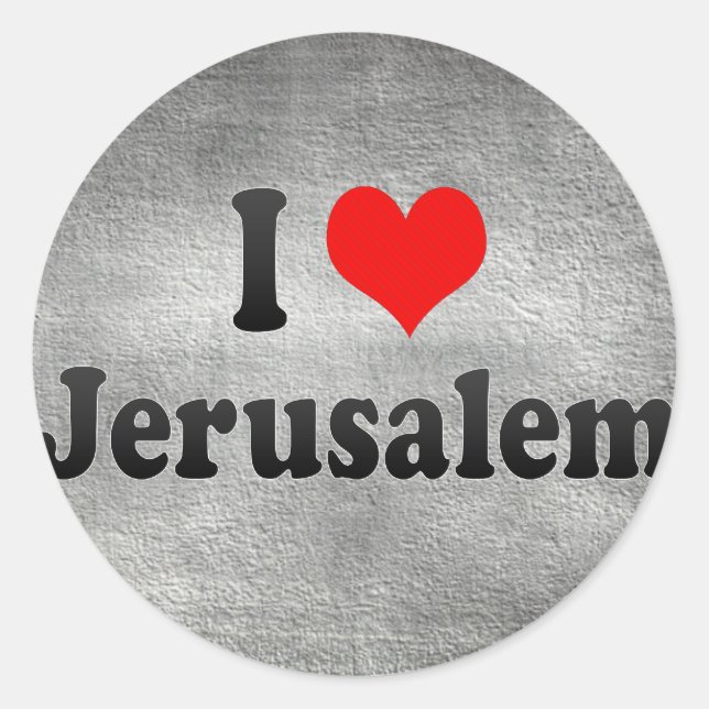Adesivo Redondo Eu amo Jerusalém, Israel (Frente)