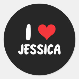 Adesivo Redondo Eu Amo Jessica - Coração - Nome 