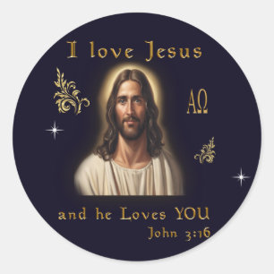 Adesivo Redondo Eu amo Jesus