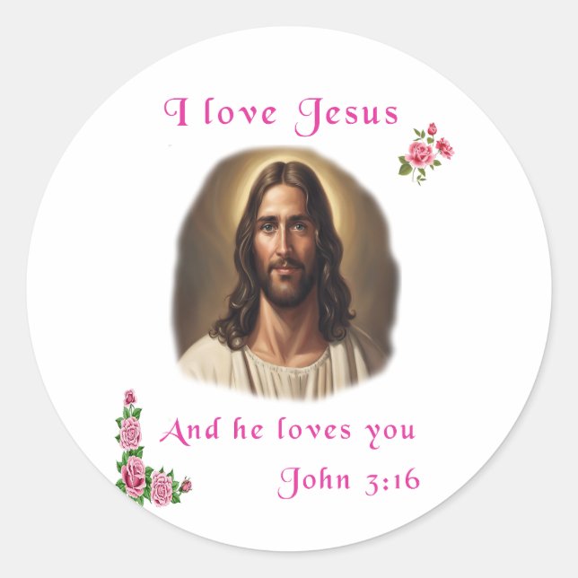 Adesivo Redondo Eu amo Jesus (Frente)