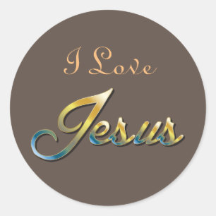 Adesivo Redondo Eu amo Jesus Brown Sticker