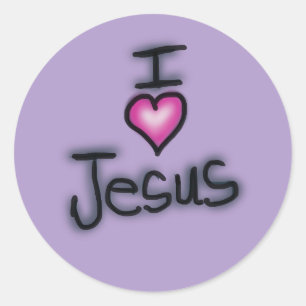 Adesivo Redondo Eu Amo Jesus Coração Rosa