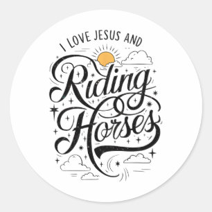 Adesivo Redondo Eu Amo Jesus E Cavalos Cavalos Andando Meninas De