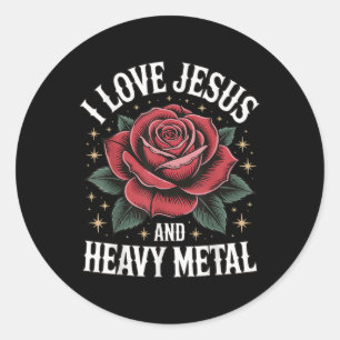 Adesivo Redondo Eu Amo Jesus E Heavy Metal