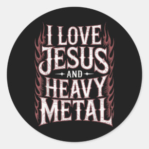 Adesivo Redondo Eu Amo Jesus E Heavy Metal