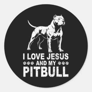 Adesivo Redondo Eu Amo Jesus E Meu Pitbull