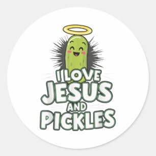 Adesivo Redondo Eu Amo Jesus E Picles