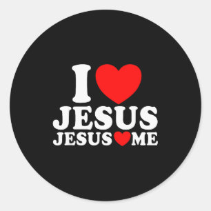 Adesivo Redondo Eu Amo Jesus Jesus Me Ama Fé Cristã Igreja