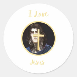 Adesivo Redondo Eu amo Jesus Sticker
