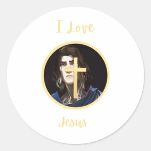 Adesivo Redondo Eu amo Jesus Sticker