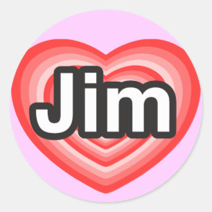 Adesivo Redondo Eu amo Jim. Eu te amo, Jim. Coração
