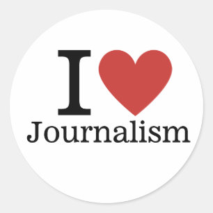 Adesivo Redondo Eu ❤️ Amo Jornalismo para Estudante/Faculdade