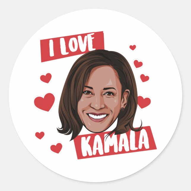 Adesivo Redondo Eu Amo Kamala Harris 2020 (Frente)