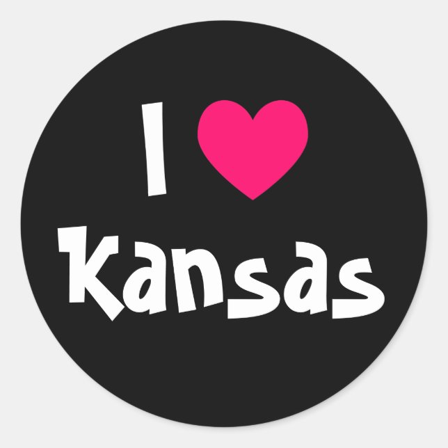 Adesivo Redondo Eu Amo Kansas (Frente)