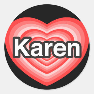 Adesivo Redondo Eu amo Karen. Eu te amo Karen. Coração