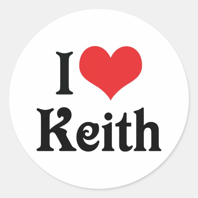 Adesivo Redondo Eu Amo Keith (Frente)