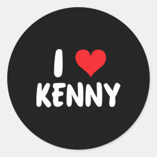 Adesivo Redondo Eu Amo Kenny - Coração - Nome