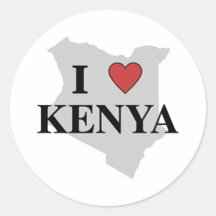 Adesivo Redondo Eu amo Kenya