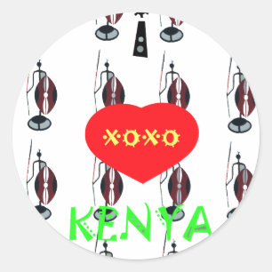 Adesivo Redondo Eu amo Kenya XOXO