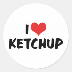 Adesivo Redondo Eu Amo Ketchup Coração - Amante de Catsup
