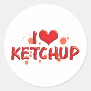 Adesivo Redondo Eu Amo Ketchup Coração - Amante de Catsup